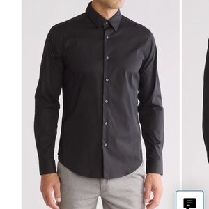 Theory Men's Sylvain Poplin Black Dress Shirt | XL